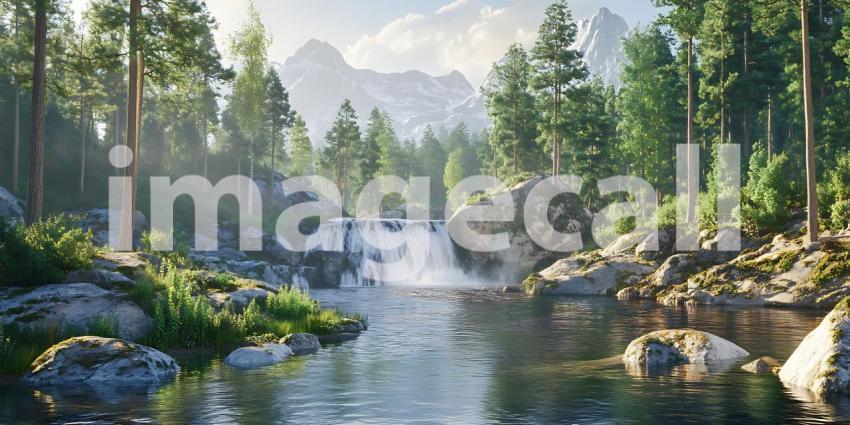 Epic Mountain River Landscape Stunning Nature Scene