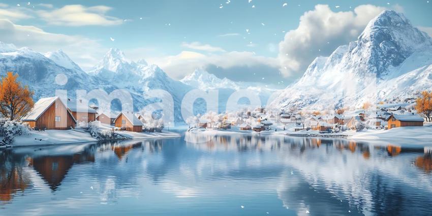 Winter Wonderland Snowy Village Scene
