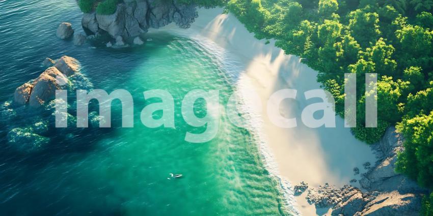 Secluded Beach Paradise Aerial View of Turquoise Waters and Lush