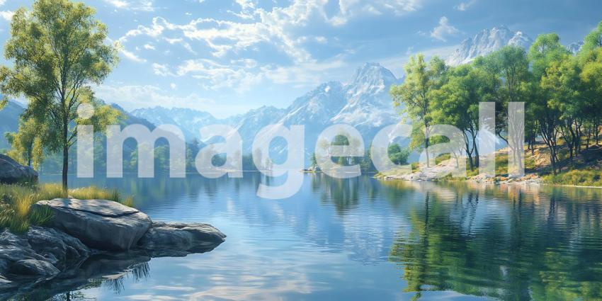 Serene Mountain Lake Picturesque Landscape Photography