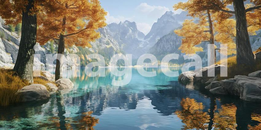Autumn Serenity Picturesque Lake  Mountain Landscape