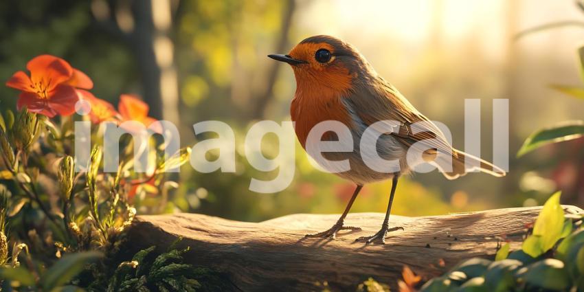 European Robin Bird in Natural Habitat A Stunning Wildlife Photo