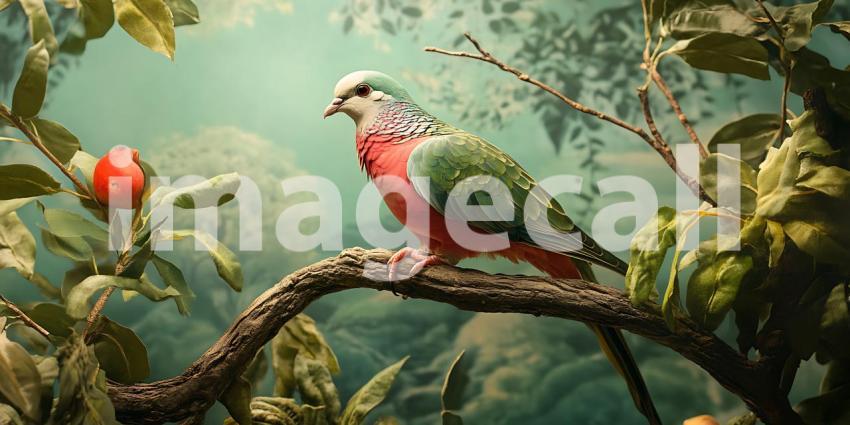 Pink Cockatoo Perched on Branch Artistic Wildlife Painting