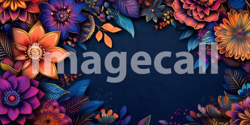 Vibrant Floral Design Colorful Flowers on Dark Background Perfec