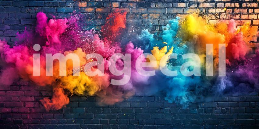 Vibrant Color Explosion Abstract Paint Cloud Background Texture