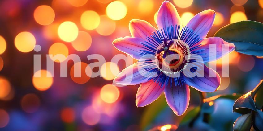 Vibrant Passion Flower Bloom Closeup Macro Photography