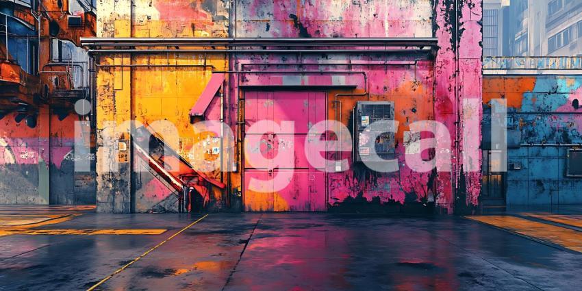 Vibrant Urban Alleyway A Colorful Street Art Scene