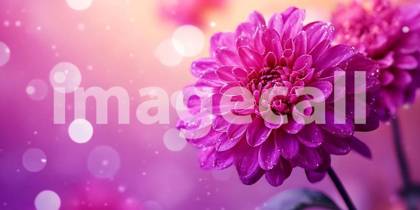 Vibrant Pink Chrysanthemum Blossom Macro Photography of DewKisse