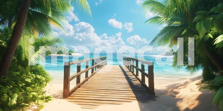 Escape to Paradise Serene Beach Pier Artwork