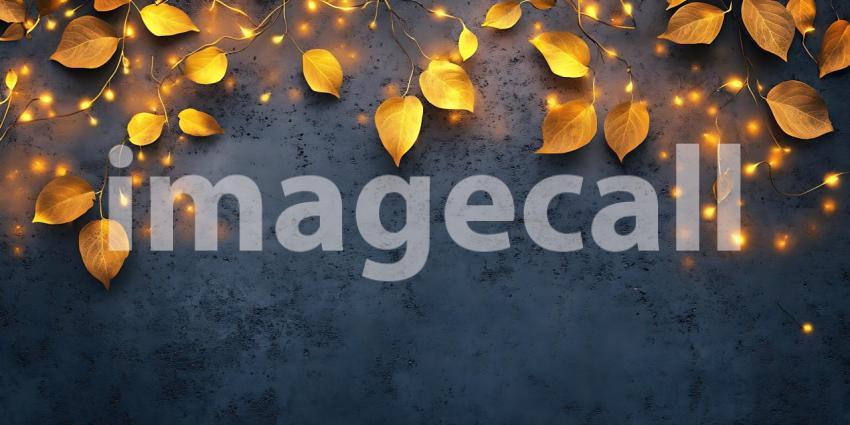 Golden Leaves on Dark Background Autumnal Texture for Design
