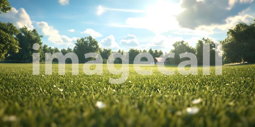 Serene Summer Field Lush Green Meadow Landscape Photography