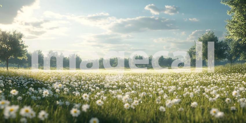 Serene Dandelion Field Peaceful Nature Scene