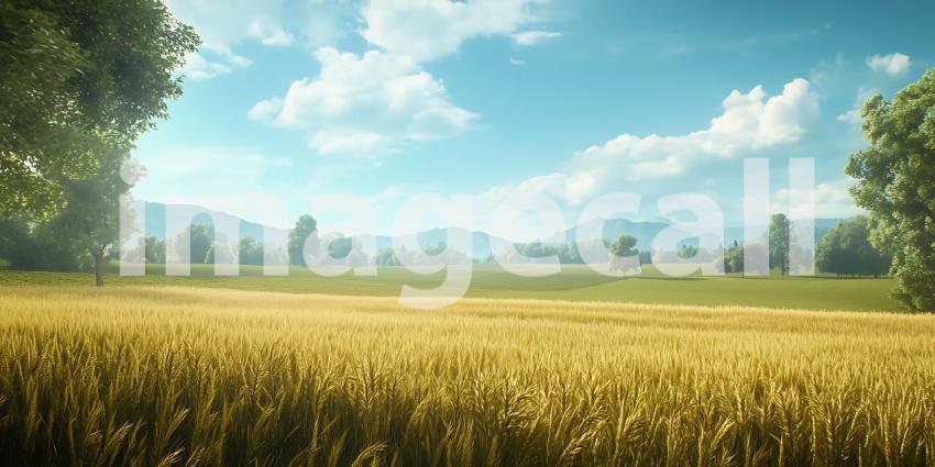 Golden Wheat Field Landscape Summer Scenery Rural Idyll Nature P