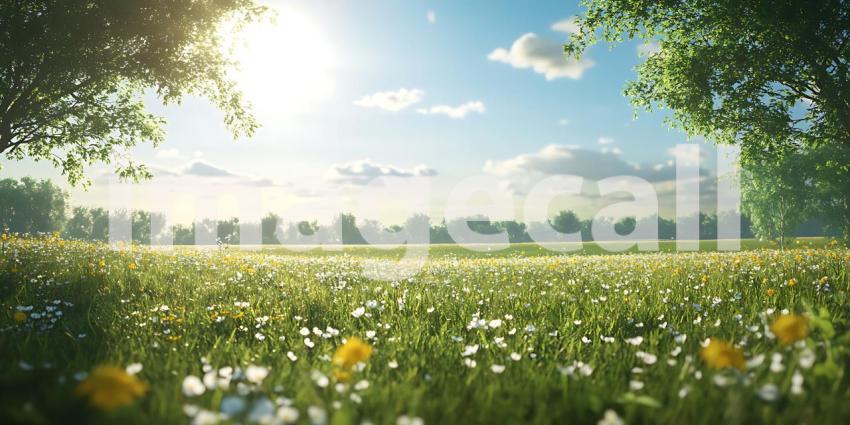 Serene Spring Meadow Picturesque Landscape Photography