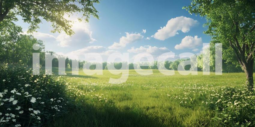 Serene Summer Meadow Vibrant Landscape Photography