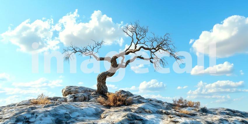 Lone Tree Landscape Serenity Nature Sky Clouds