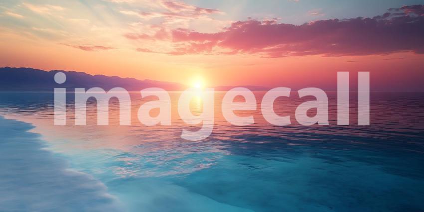 Vibrant Sunset Seascape Ocean Horizon Colorful Sky Peaceful Wate