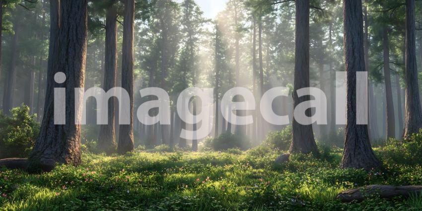 Sunbeams Through the Forest A Serene Nature Scene