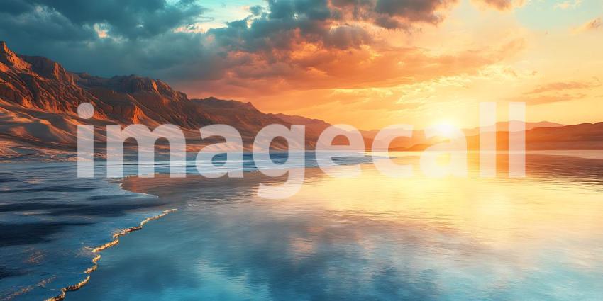 Vibrant Sunset Over Coastal Town A Serene Seascape