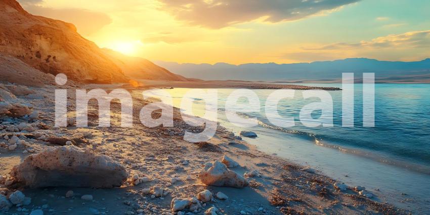 Stunning Sunset Beach Coastal Serenity at Golden Hour