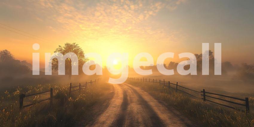 Sunrise Rural Landscape Misty Path Golden Hour Photography Count