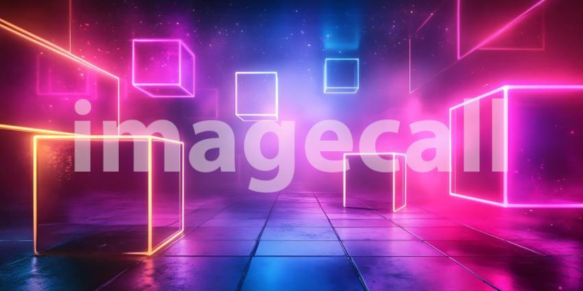 Vibrant Neon Cubes Abstract Background for Digital Projects