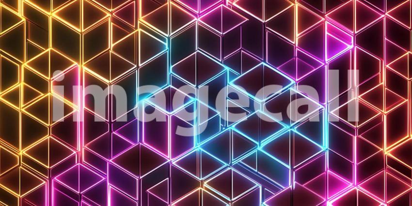 Vibrant Neon Cube Pattern Abstract Background Texture for Design