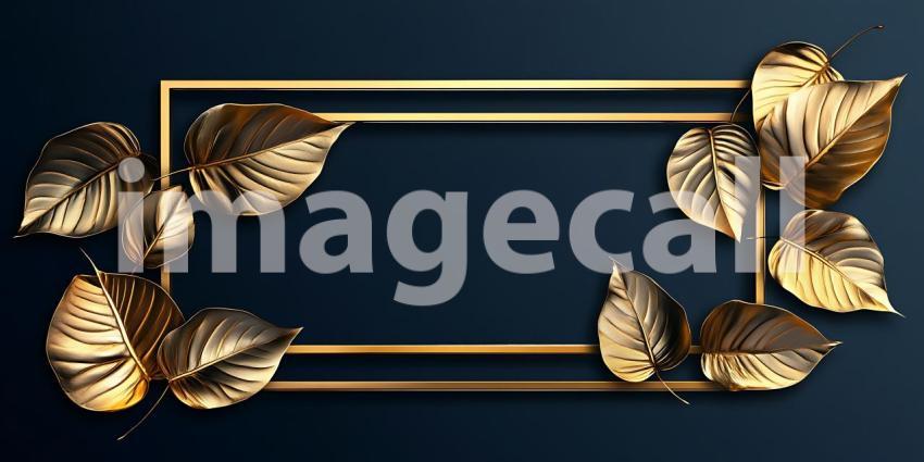 Elegant Gold Leaf Frame Luxury Design Element for Invitations Br