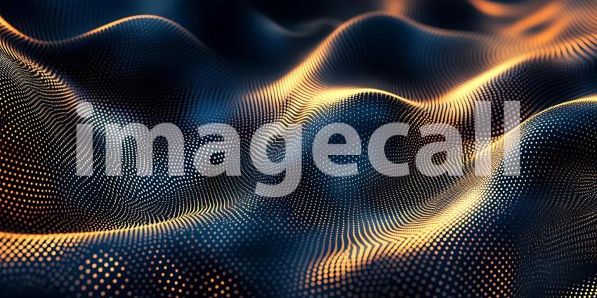 Abstract Digital Art Dark Blue and Gold Particle Wave Texture Ba