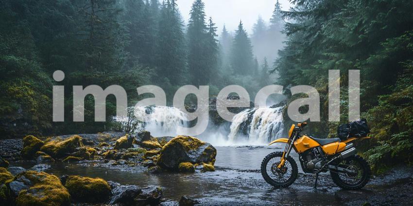 Rainy River Scene Lush Forest FastFlowing Water Dramatic Weather