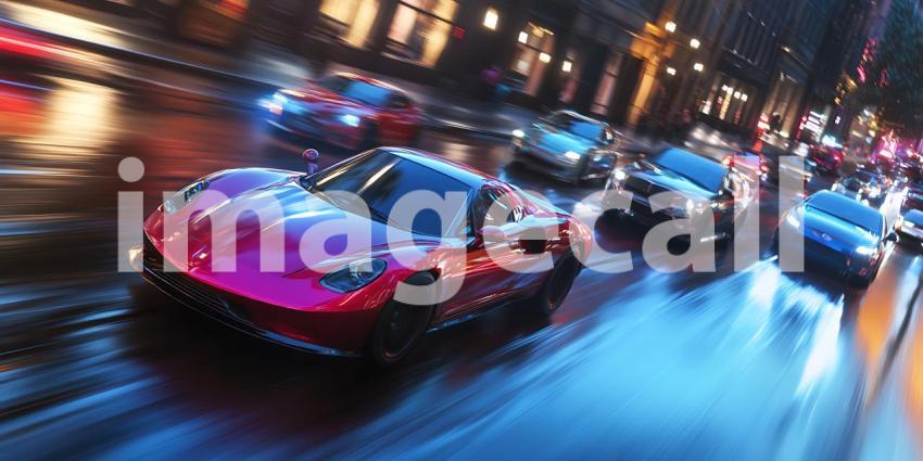 Night City Racing Dynamic Urban Car Scene