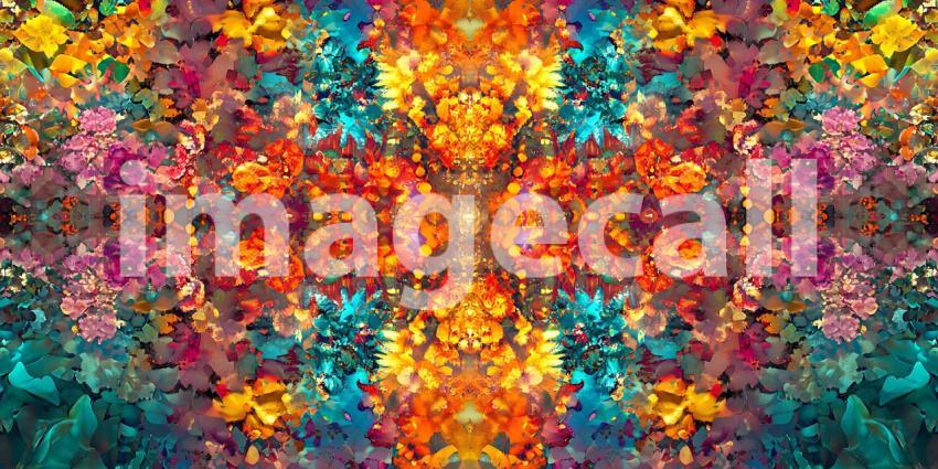 Vibrant Kaleidoscope Pattern Colorful Mandala Design for Textile