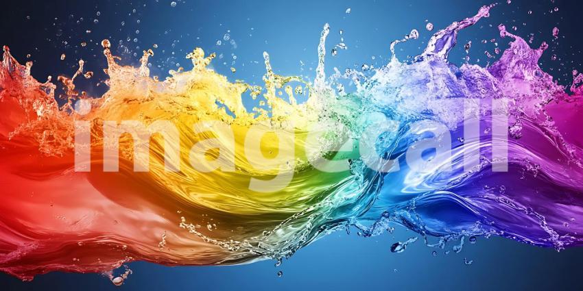 Vibrant Rainbow Color Splashes Abstract Background