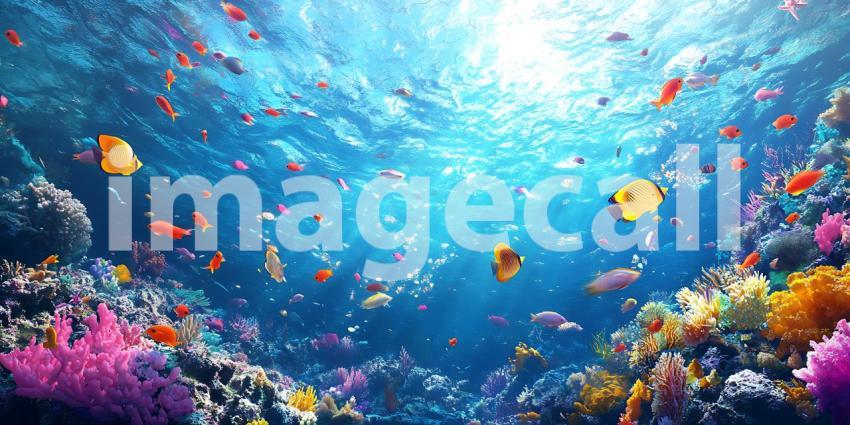 Vibrant Underwater Scene Coral Reef  Tropical Fish