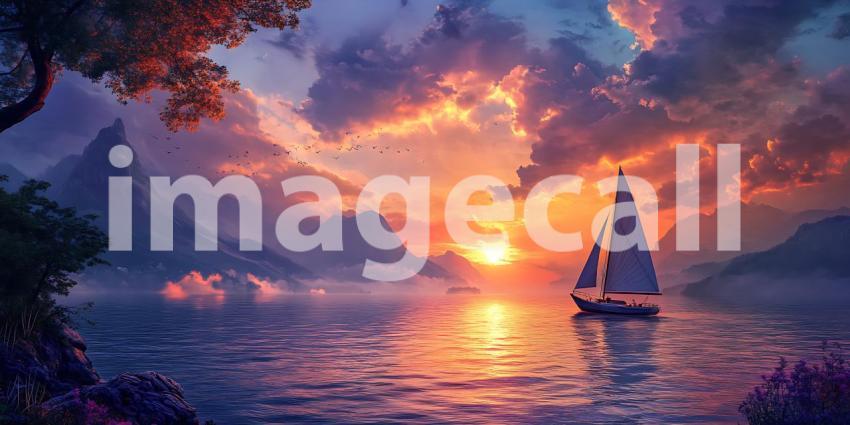 Majestic Sunset Sailboat A Breathtaking Vista