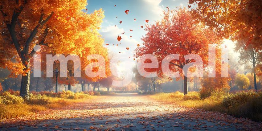 Autumn Path Stunning Fall Foliage Landscape