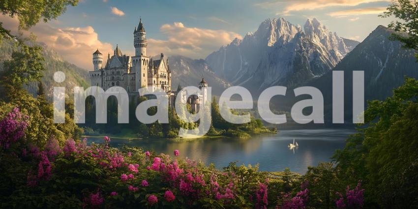Majestic Castle by the Lake A Fantasy Landscape