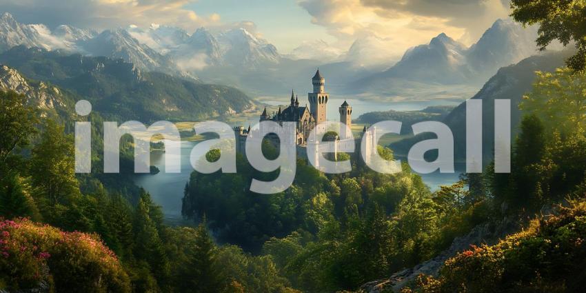 Enchanted Castle Landscape Fantasy Art Majestic Scenery Epic Vie