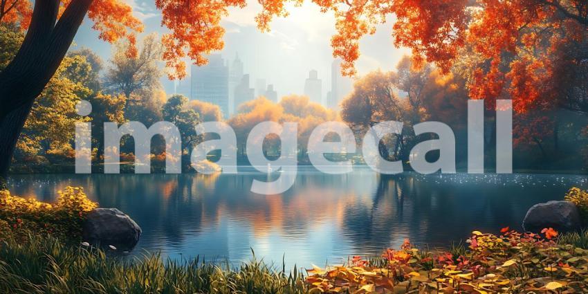 Autumn Lake Reflections Peaceful Nature Scene with Vibrant Fall