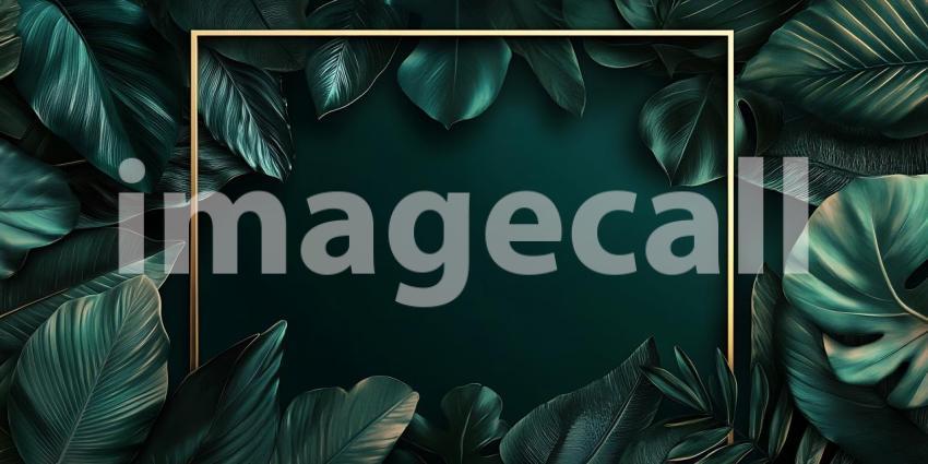 Elegant Emerald Green Leaf Background Perfect for Invitations  B