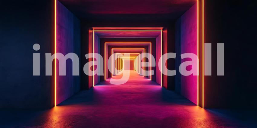 Neon Corridor Abstract Background with Vibrant Light and Color