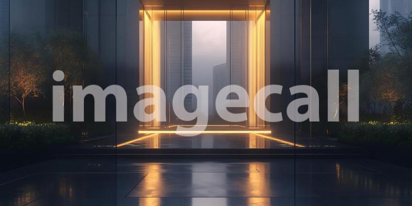 Luminous Gateway Futuristic Architecture  Cityscape