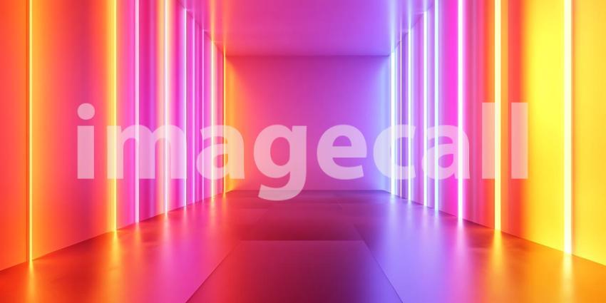 Vibrant Neon Corridor Abstract Light Art Background