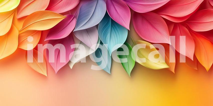 Vibrant Rainbow Leaves Colorful Autumn Foliage Background