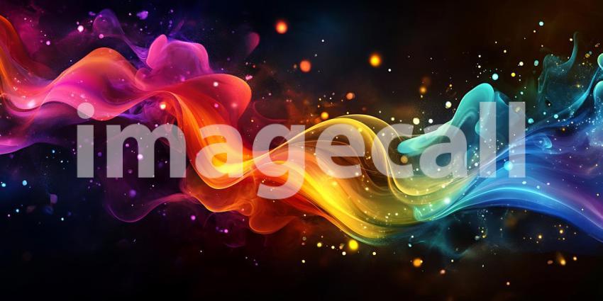 Vibrant Rainbow Nebula Abstract Art Background