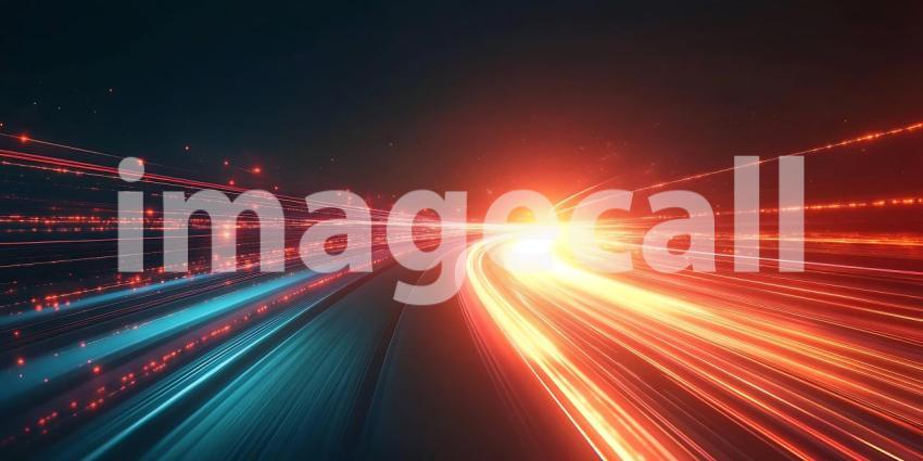 Abstract Futuristic Road Glowing Neon Trails and Light Streaks