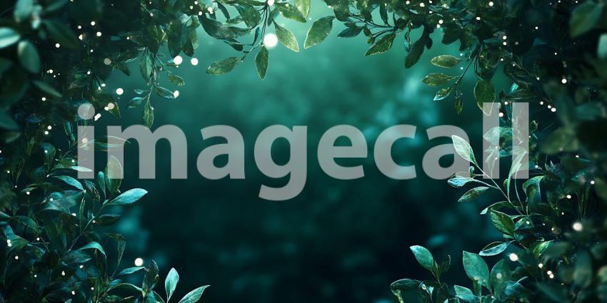 Enchanted Forest Teal Leaf Background for Design Projects