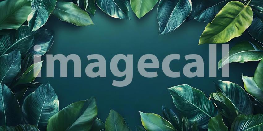 Lush Greenery Frame Tropical Leaves Background for Design