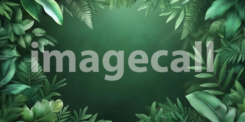 Lush Green Foliage Botanical Frame Background for Design Project