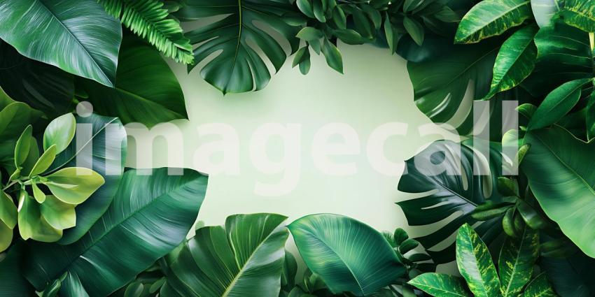 Lush Greenery Frame Perfect Botanical Background